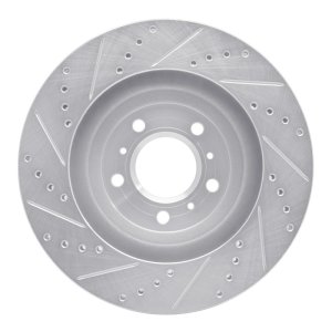 Buick Lucerne Brake Rotor (1) - Front Right - R1 Concepts - Drilled & Slotted - Silver - `06-`16